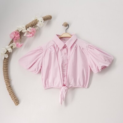 Wholesale Girls Cotton Shirt 11-14Y Büşra Bebe 1016-23127 Pink