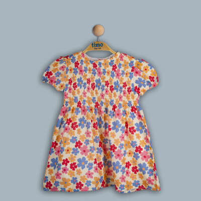 Wholesale Girls Daisy Patterned Dress 2-5Y Timo 1018-TK4DÜ202243532 - Timo