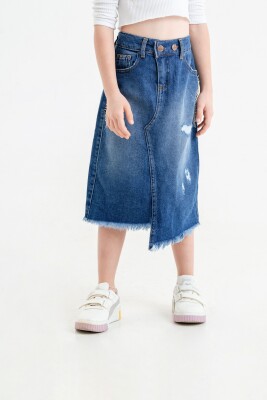 Wholesale Girls Denim Skirt 4-9Y Cemix 2033-2931-2 Açık Mavi