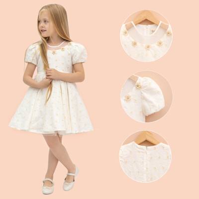 Wholesale Girls Dress 2-5Y Lilax 1049-6384 Cream