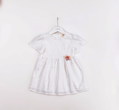 Wholesale Girls Dress 2-5Y Sani 1068-2369 Beyaz