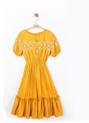 Wholesale Girls Dress 5-8Y Elayza 2023-2216 Mustard