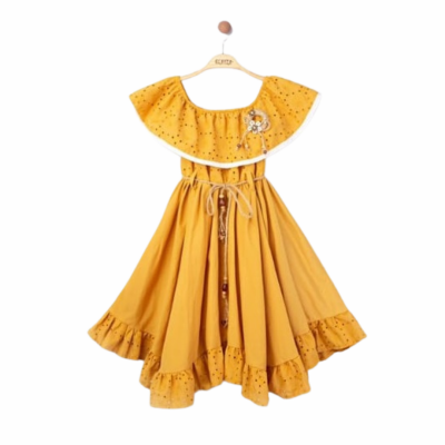Wholesale Girls Dress 5-8Y Elayza 2023-2240 Hardal
