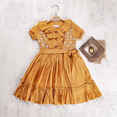 Wholesale Girls Dress 5-8Y Elayza 2023-2242 Mustard
