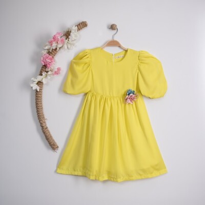 Wholesale Girls Dress 7-10Y Büşra Bebe 1016-23183 Yellow