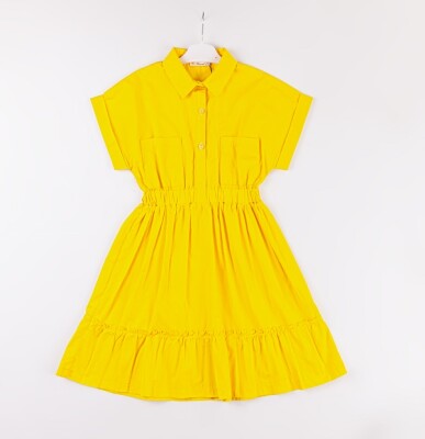 Wholesale Girls Dress 7-10Y Büşra Bebe 1016-24121 Yellow