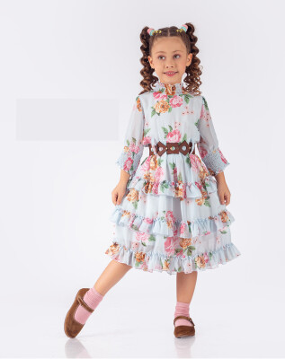 Wholesale Girls Dress 9-12Y Elayza 2023-2312 Mavi