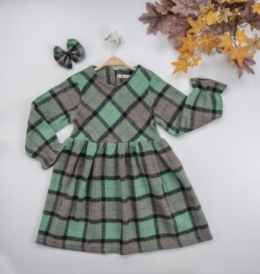 Wholesale Girls Dress with Accessory 7-10Y Busra Bebe 1016-22262 Green