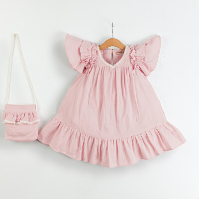 Wholesale Girls Dress with Bag 2-5Y Gocoland 2008-5401 Pudra