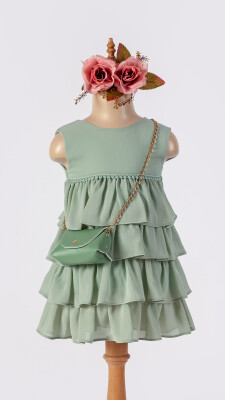 Wholesale Girls Dress with Bag 2-5Y Tivido 1042-2510 Khaki