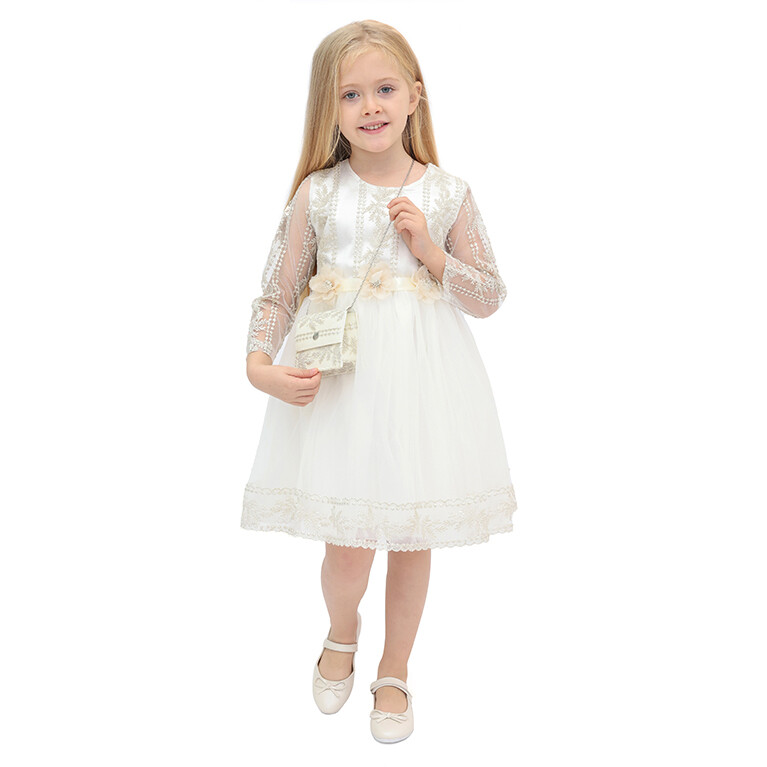 Wholesale Girls Dress with Bag Accessories 2-5Y Lilax 1049-6273 - 1