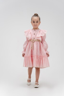 Wholesale Girls Dress with Belt 4-7Y Eray Kids 1044-13235 Pink