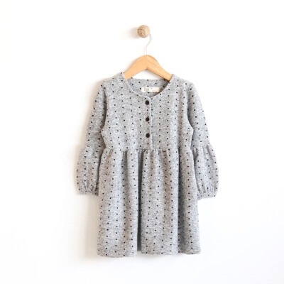 Wholesale Girls Dress with Button 6-9Y Lilax 1049-5794 - 1