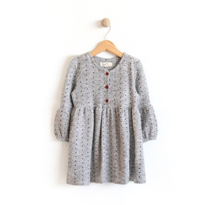 Wholesale Girls Dress with Button 6-9Y Lilax 1049-5794 - 2