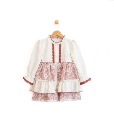 Wholesale Girls Dress with Flowers Patterned 2-5Y Lilax 1049-5930 - 2