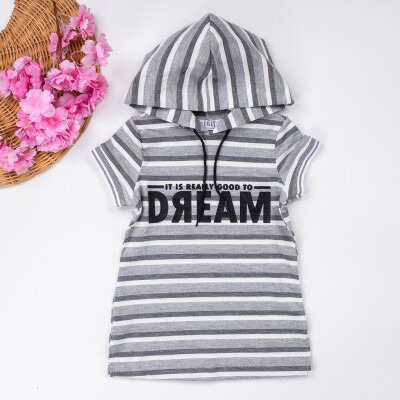 Wholesale Girls Dress with Hooded and Striped 1-4Y Tilly 1009-2287 - Tilly