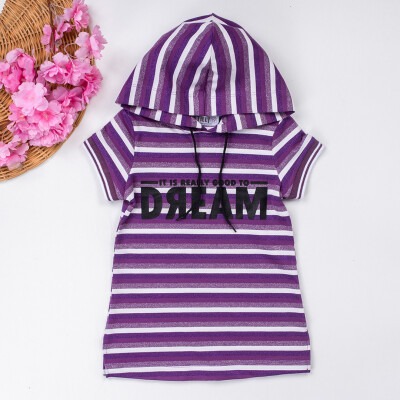 Wholesale Girls Dress with Hooded and Striped 1-4Y Tilly 1009-2287 Фиолетовый