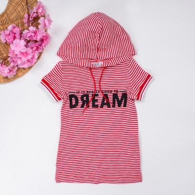 Wholesale Girls Dress with Hooded and Striped 1-4Y Tilly 1009-2287 Красный