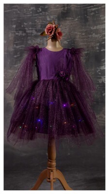 Wholesale Girls Dress with Light 5-8Y Tivido 1042-2336 Фиолетовый