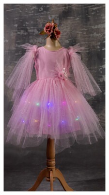 Wholesale Girls Dress with Light 5-8Y Tivido 1042-2336 Розовый 