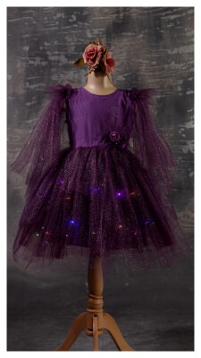 Wholesale Girls Dress with Light 5-8Y Tivido 1042-2336 Purple