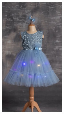 Wholesale Girls Dress with Lights 5-8Y Tivido 1042-2335 Синий