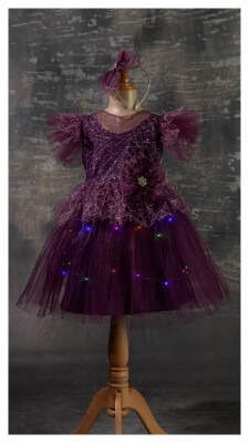 Wholesale Girls Dress with Lights 5-8Y Tivido 1042-2338 Фиолетовый