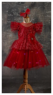 Wholesale Girls Dress with Lights 5-8Y Tivido 1042-2338 Красный