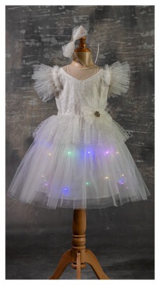 Wholesale Girls Dress with Lights 5-8Y Tivido 1042-2338 Ecru