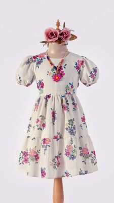 Wholesale Girls Dress with Necklace 6-12Y Tivido 1042-2509 Blanced Almond