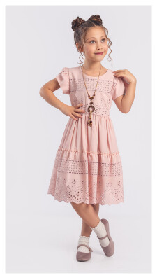 Wholesale Girls Dress with Necklaced 6-12Y Tivido 1042-2521 - Tivido