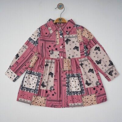 Wholesale Girls Dress with Patterned 2-5Y Timo 1018-T4KDÜ042223732 - Timo (1)