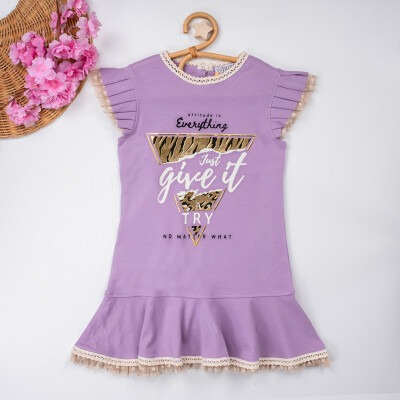 Wholesale Girls Dress with Plait 5-8Y Tilly 1009-3103 Lilac