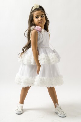 Wholesale Girls Dress with Ruffled 2-5Y Wecan 1022-23079 Белый 