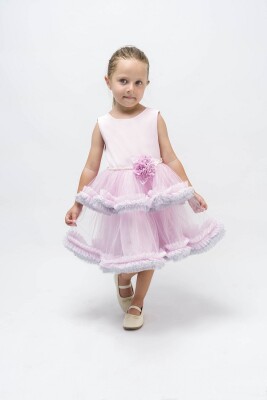 Wholesale Girls Dress with Ruffled and Tulle 2-5Y Wecan 1022-23017* Пудра