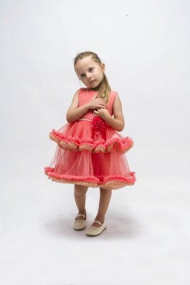 Wholesale Girls Dress with Ruffled and Tulle 2-5Y Wecan 1022-23017* - 2