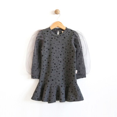 Wholesale Girls Dress with Star Printed 2-5Y Lilax 1049-5826* Антрацитовый