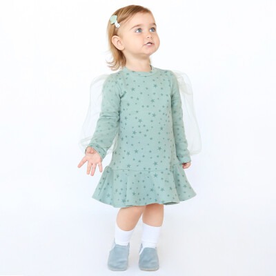 Wholesale Girls Dress with Star Printed 2-5Y Lilax 1049-5826* - Lilax