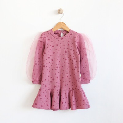 Wholesale Girls Dress with Star Printed 2-5Y Lilax 1049-5826* - Lilax (1)