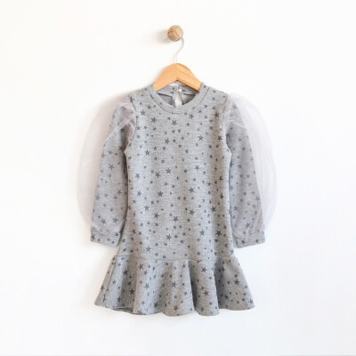 Wholesale Girls Dress with Star Printed 2-5Y Lilax 1049-5826* Gray