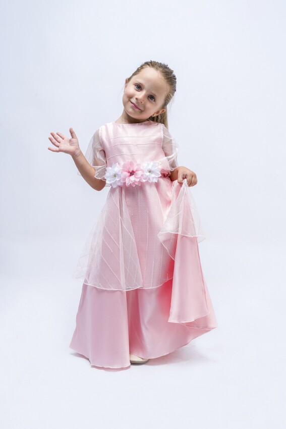 Wholesale Girls Dress with Striped and Tulle 2-5Y Wecan 1022-23023* - 3