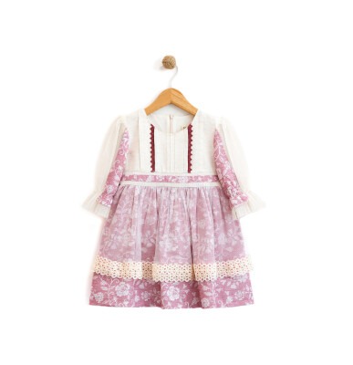 Wholesale Girls Dress with Tulle 2-5Y Lilax 1049-5931 - Lilax (1)