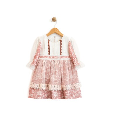 Wholesale Girls Dress with Tulle 2-5Y Lilax 1049-5931 - 3