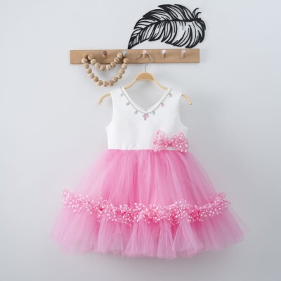 Wholesale Girls Dress with Tulle 4-7Y Eray Kids 1044-9305 Розовый 