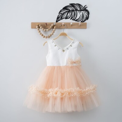 Wholesale Girls Dress with Tulle 4-7Y Eray Kids 1044-9305 Salmon Color 