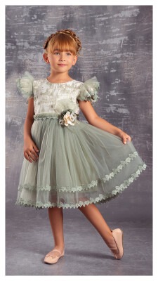 Wholesale Girls Dress with Tulle 6-12Y Tivido 1042-2321 - Tivido