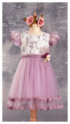 Wholesale Girls Dress with Tulle 6-12Y Tivido 1042-2321 - 2