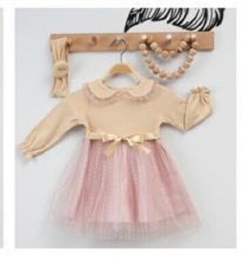 Wholesale Girls Dress with Tulle 6-18M Eray Kids 1044-6182 Salmon Color 