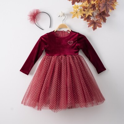 Wholesale Girls Dress with Tulle and Hairclip Büşra Bebe 1016-22273 - 2