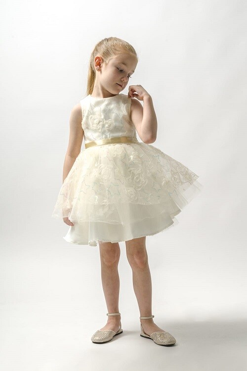 Wholesale Girls Dress with Tulle Stars Patterned 6-9Y Wecan 1022-23063 - 4